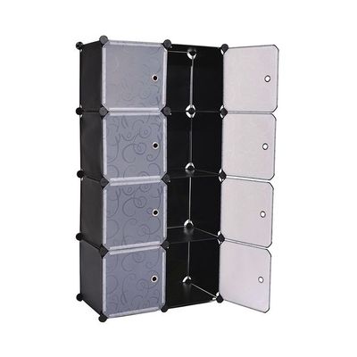 8 Cells Multifunctional Deatchable Storage Cabinet Clear/Black 4 to 5feet