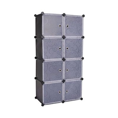 8 Cells Multifunctional Deatchable Storage Cabinet Clear/Black 4 to 5feet