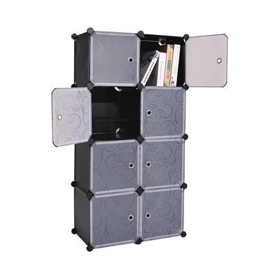 8 Cells Multifunctional Deatchable Storage Cabinet Clear/Black 4 to 5feet