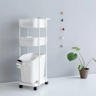 Floor Removable Laundry Storage Rack White 45x26x80cm