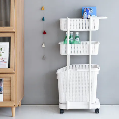 Floor Removable Laundry Storage Rack White 45x26x80cm