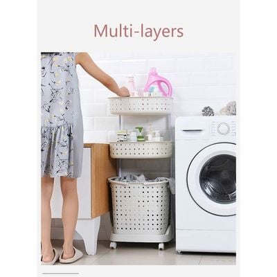 Floor Removable Laundry Storage Rack White 45x26x80cm