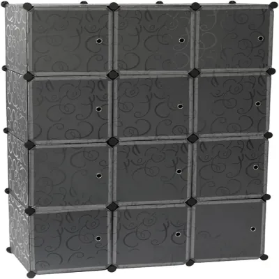 12 Cubes Modular Storage Wardrobe Black