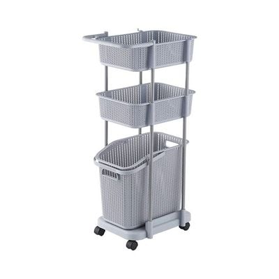 3-Tier Plastic Storage Basket Grey