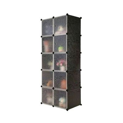 10-Cube DIY Wardrobe Black 75 x 46.5 x 162centimeter