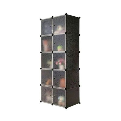 10-Cube DIY Wardrobe Black 75 x 46.5 x 162centimeter 10-Cube DIY Wardrobe Black 75 x 46.5 x 162centimeter
