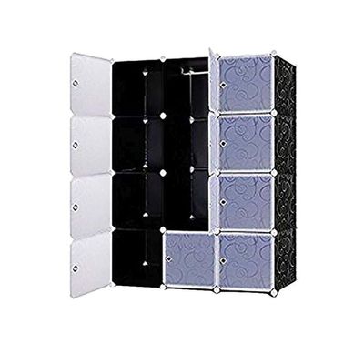 12-Modular Detachable Closet Black/White 110x37x146cm