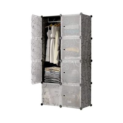 Modular Detachable Closet Black/White 75x47x147cm