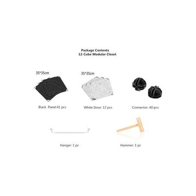 Modular Detachable Closet Black/White 75x47x147cm Modular Detachable Closet Black/White 75x47x147cm