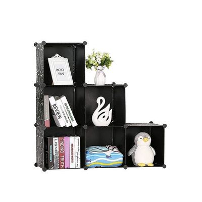 6 Cells Multifunctional Deatchable Storage Cabinet Clear/Black 4 to 5feet