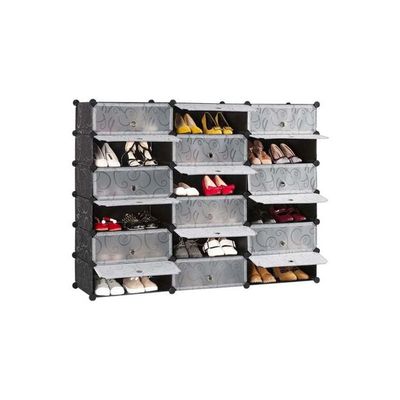 18 Cube Modular Shoe Cabinet Black/White 141x37x111cm