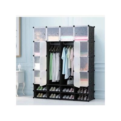 DIY Wardrobe Storage Rack Black/Silver 37x26x41cm