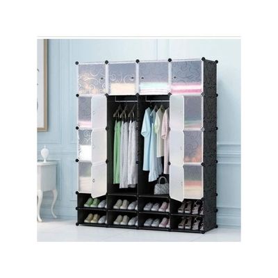 DIY Wardrobe Storage Rack Black/Silver 37x26x41cm DIY Wardrobe Storage Rack Black/Silver 37x26x41cm