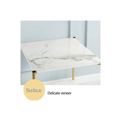 Modern Sofa Side Coffee Table White/Gold 40x40x43cm