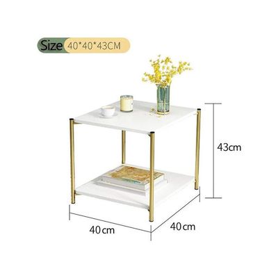 Modern Sofa Side Coffee Table White/Gold 40x40x43cm