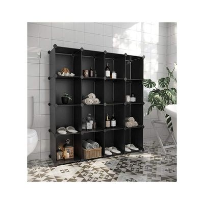 16 Cube Foldable Storage Cabinet Black 147x37x147cm