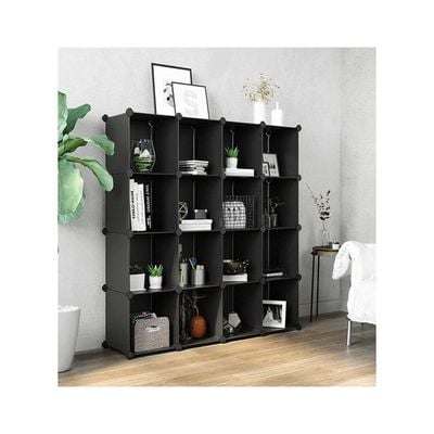 16 Cube Foldable Storage Cabinet Black 147x37x147cm