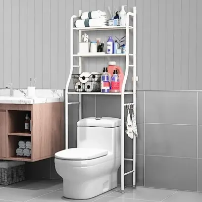 Bathroom Storage Rack White 45x25x153cm