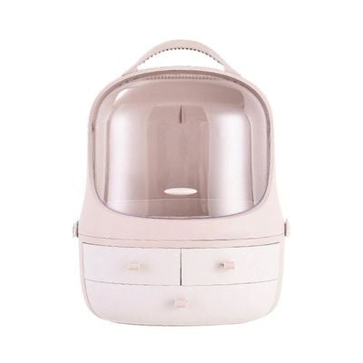 Dust-Proof Cosmetics Organizers Pink/White 12.4x12.4x16inch