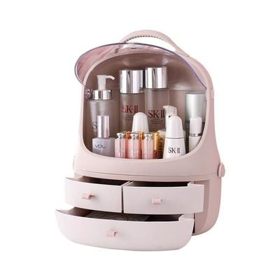 Dust-Proof Cosmetics Organizers Pink/White 12.4x12.4x16inch