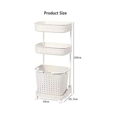 3-Tier Kitchen Bathroom Organizer Rack With Wheels White 44x32.5x103cm