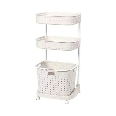 3-Tier Kitchen Bathroom Organizer Rack With Wheels White 44x32.5x103cm