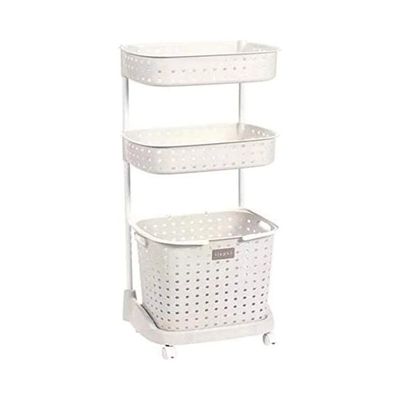 3-Tier Kitchen Bathroom Organizer Rack With Wheels White 44x32.5x103cm