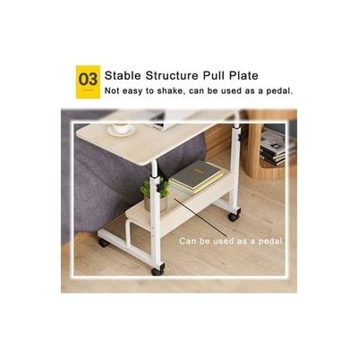 Height Adjustable Laptop Desk White Maple 60x40x90cm