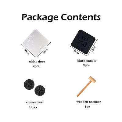 2-Modular Detachable Storage Cabinet Black/White 39x37x75cm