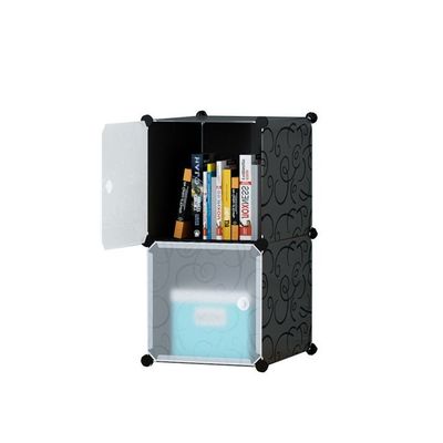 2-Modular Detachable Storage Cabinet Black/White 39x37x75cm