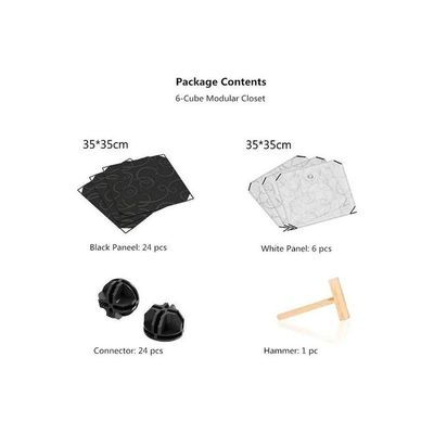 6-Modular Detachable Storage Cabinet Black/White 111x37x111cm