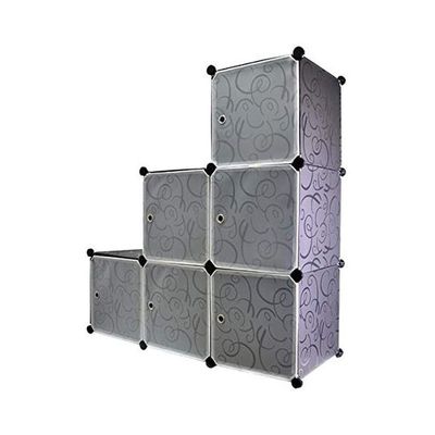 6-Modular Detachable Storage Cabinet Black/White 111x37x111cm