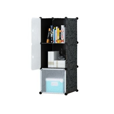 3-Modular Detachable Storage Cabinet Black/White 39x37x111cm