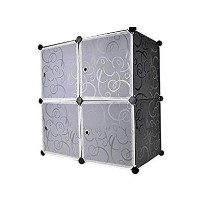 4-Modular Detachable Storage Cabinet Black/White 75x37x75cm
