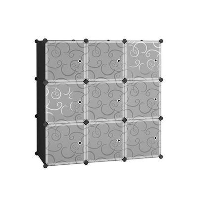 9-Modular Detachable Storage Cabinet Black/White 111x37x111cm
