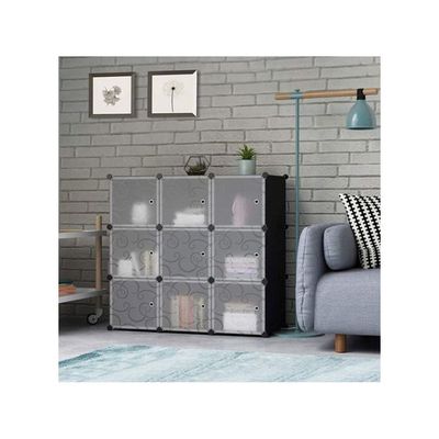 9-Modular Detachable Storage Cabinet Black/White 111x37x111cm
