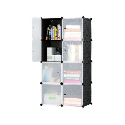 8-Modular Detachable Storage Cabinet Black/White 75x37x147cm