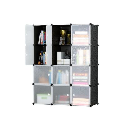 12-Modular Detachable Storage Cabinet Black/White 111x37x147cm