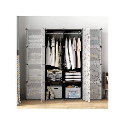 16-Modular Detachable Closet Black/White 147x47x147cm