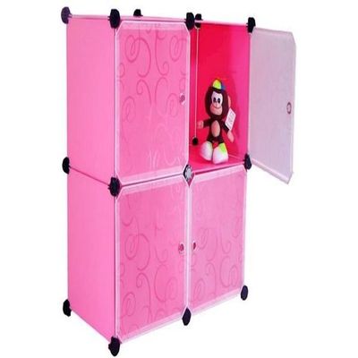 4 cubes DIY Plastic cabinet Pink