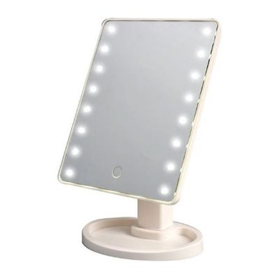 LED Light Makeup Countertop Vanity Mirror White 17centimeter