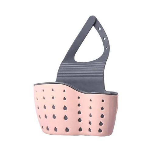 Kitchen Sink Drain Basket And Holder Pink/Grey 15x21x5cm