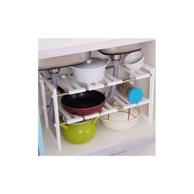 Under Sink Storage Organizer White 50-70x26x38cm