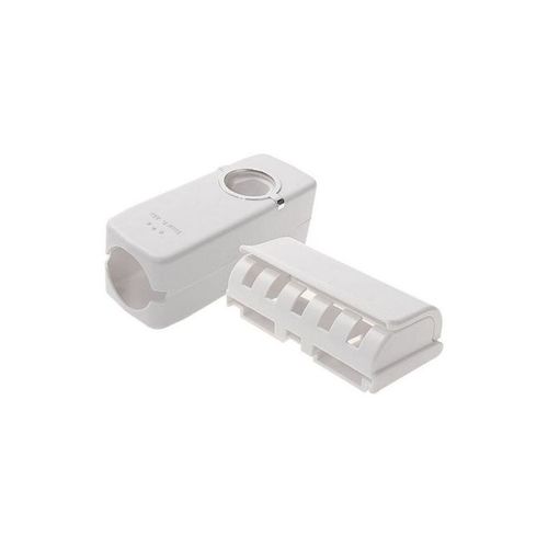 Toothbrush Holder and Automatic Toothpaste Dispenser Set White
