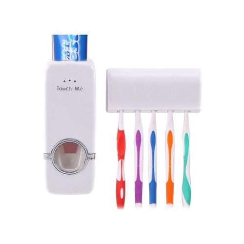 Automatic Toothpaste Dispenser And Toothbrush Holder White