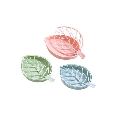 3-Piece Double Layer Leaf Shape Soap Dish Multicolour 10.5x17centimeter