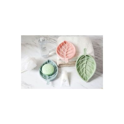 3-Piece Double Layer Leaf Shape Soap Dish Multicolour 10.5x17centimeter