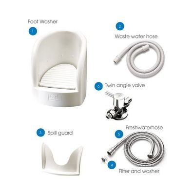 Bathroom Portable Automatic Wash Basin Prayer Plastic Muslim Wudu Foot Washer White 43 X 55 X 45cm