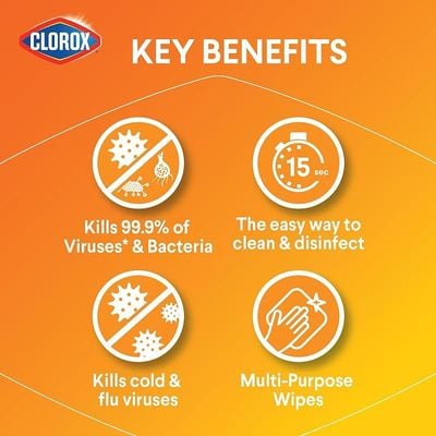 Clorox Multi-Surface Disinfecting Wipes Crisp Lemon Scent, 35 Wet Wipes