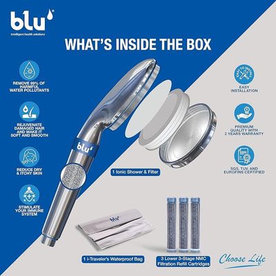 Blu Ionic Shower Filter - Chrome